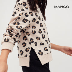 MANGO WHITE CHEETA DOT PRINT SWEATSHIRT