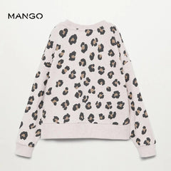 MANGO WHITE CHEETA DOT PRINT SWEATSHIRT WITH TROUSER SET