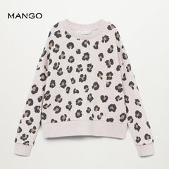MANGO WHITE CHEETA DOT PRINT SWEATSHIRT