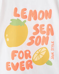 MANGO WHITE LEMON SEA SON SHORT SLEEVE T-SHIRT