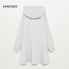 MANGO WHITE REBEL LIONS SWEATSHIRT DRESS WITH HOOD