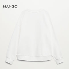 MANGO WHITE TOO CUTE RABIT PRINTED COTTON SWEATSHIRT