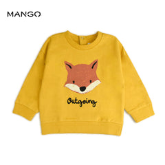 MANGO YELLOW FOX PRINTED SWEATSHIRT