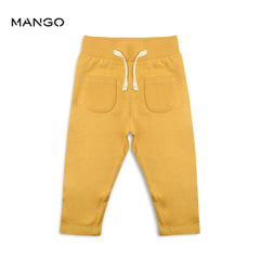 MANGO YELLOW KIDS RIBBED TROUSER