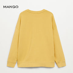 MANGO YELLOW PERSPECCTIVE COTTON BLEND SWEATSHIRT