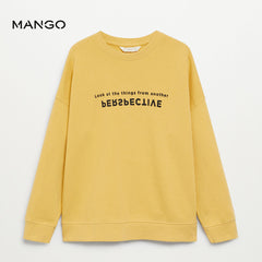 MANGO YELLOW PERSPECCTIVE COTTON BLEND SWEATSHIRT