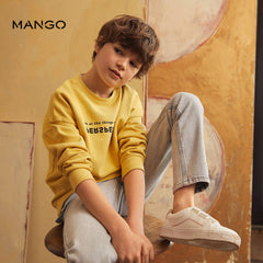 MANGO YELLOW PERSPECCTIVE COTTON BLEND SWEATSHIRT