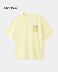MANGO YELLOW WAVE COTTON BLEND T-SHIRT