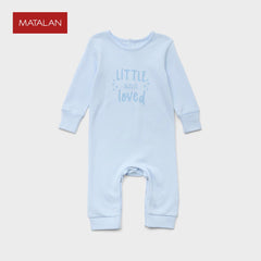 MATALAN BABY BLUE PRINTED ZIPPER OVERALL ROMPER