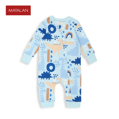 MATALAN BLUE DINOSAUR ZIP UP ROMPER