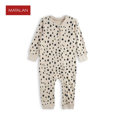 MATALAN ECRU PATTERNED ZIP OVERALL ROMPER