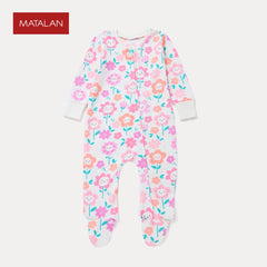 MATALAN MULTICOLOR FLOWER PRINT ZIPPER OVERALL ROMPER