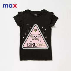 MAX BLACK GAMER GIRL COTTON T-SHIRT