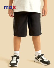 MAX BLACK PLAIN COTTON SHORTS WITH POCKETS