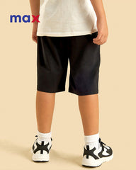 MAX BLACK PLAIN COTTON SHORTS WITH POCKETS