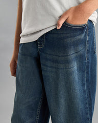 MAX BLUE BALLOON FIT TWILL JEANS WITH POCKETS