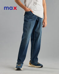 MAX BLUE BALLOON FIT TWILL JEANS WITH POCKETS