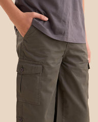 MAX CHARCOAL GREY PLAIN COTTON CARGO SHORTS