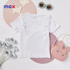 MAX PLAIN T-SHIRT WITH RUFFLED AND SHORT SLEEVE