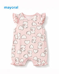 MAYORAL PINK BEAR PRINT ROMPER