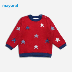 MAYORAL RED STARS PRINTED SWEATER