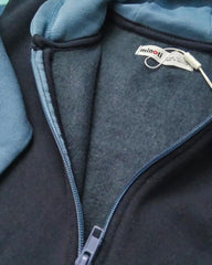 MINOTI BLUE COLOR BLOCK FLEECE ZIP HOOD WITH TROUSER SET