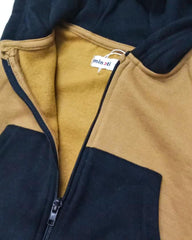 MINOTI BROWN COLOR BLOCK FLEECE ZIP HOOD WITH TROUSER SET