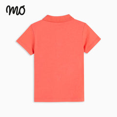 MO RED ORANGE PLAIN POLO T-SHIRT