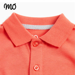 MO RED ORANGE PLAIN POLO T-SHIRT