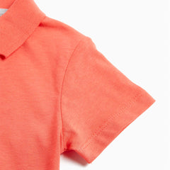 MO RED ORANGE PLAIN POLO T-SHIRT