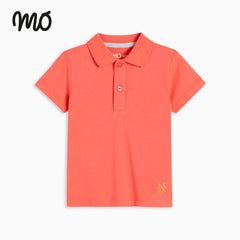 MO RED ORANGE PLAIN POLO T-SHIRT