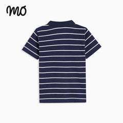 MO SHORT SLEEVE POLO T-SHIRTS BLUE STRIPED