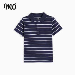 MO SHORT SLEEVE POLO T-SHIRTS BLUE STRIPED