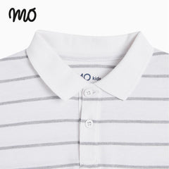 MO SHORT SLEEVE POLO T-SHIRTS WHITE STRIPED