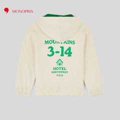 MONOPRIX BEIGE 3-14 PRINTED HOODIE