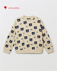 MONOPRIX BEIGE BEAR PRINT SWEATSHIRT