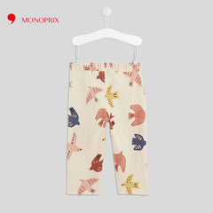MONOPRIX BEIGE BIRDS PRINTED TROUSER