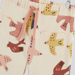 MONOPRIX BEIGE BIRDS PRINTED TROUSER