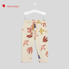 MONOPRIX BEIGE BIRDS PRINTED TROUSER