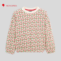 MONOPRIX BEIGE FLOWERS PRINTED SWEATSHIRT