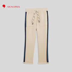 MONOPRIX BEIGE JOGGER WITH CONTRASTING STRIPE
