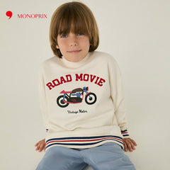 MONOPRIX BEIGE ROAD MOVIE PRINTED SWEATSHIRT