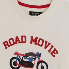 MONOPRIX BEIGE ROAD MOVIE PRINTED SWEATSHIRT