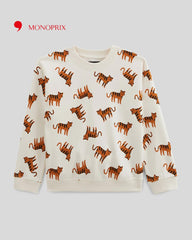 MONOPRIX BEIGE TIGER PRINTED SWEATSHIRT