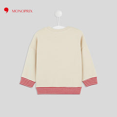 MONOPRIX BEIGE WEDNESDAY TERRY PRINT SWEATSHIRT