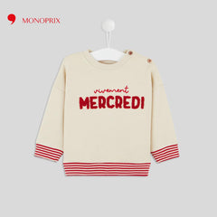 MONOPRIX BEIGE WEDNESDAY TERRY PRINT SWEATSHIRT