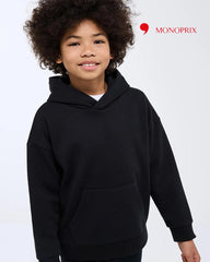 MONOPRIX BLACK PLAIN FLEECE HOODIE