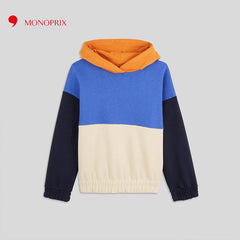 MONOPRIX BLUE AND ORANGE TRICOLOR HOODIE