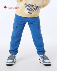 MONOPRIX BLUE CARGO FLEECE JOGGER TROUSER