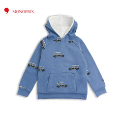 MONOPRIX BLUE CARS PRINTED HOOD